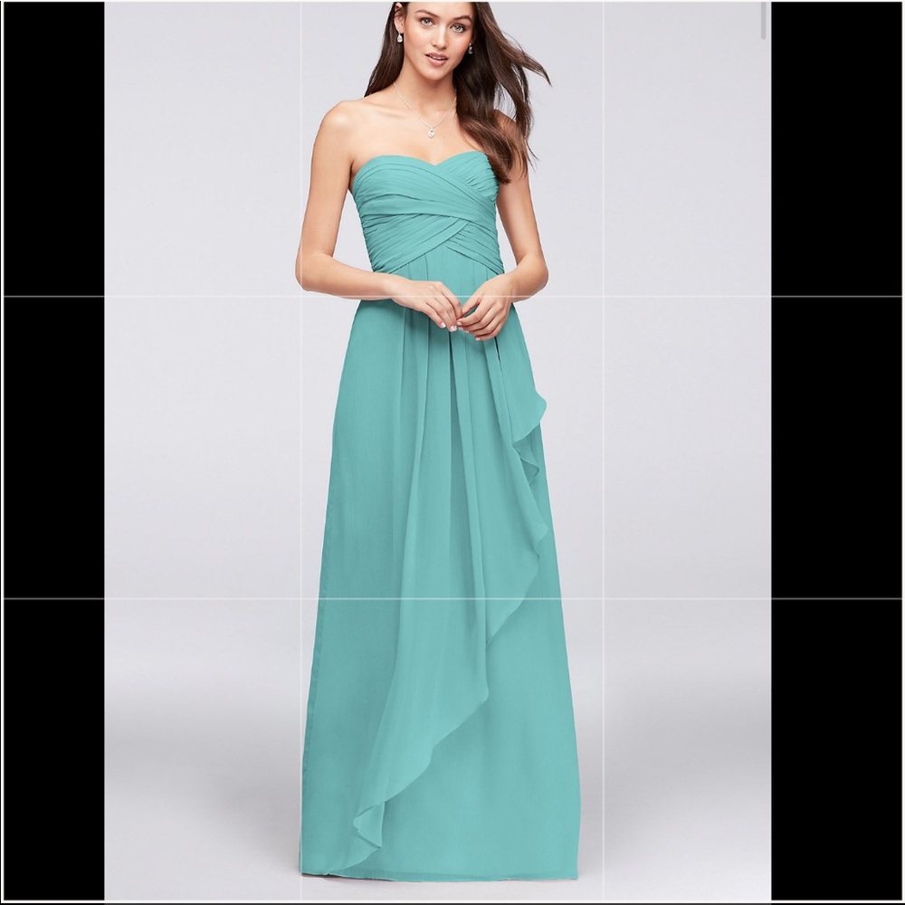 David’s Bridal Crinkle Chiffon Dress with Cascade Skirt (bridesmaid dress)